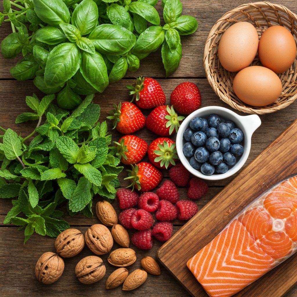Fresh natural organic produce on wooden table